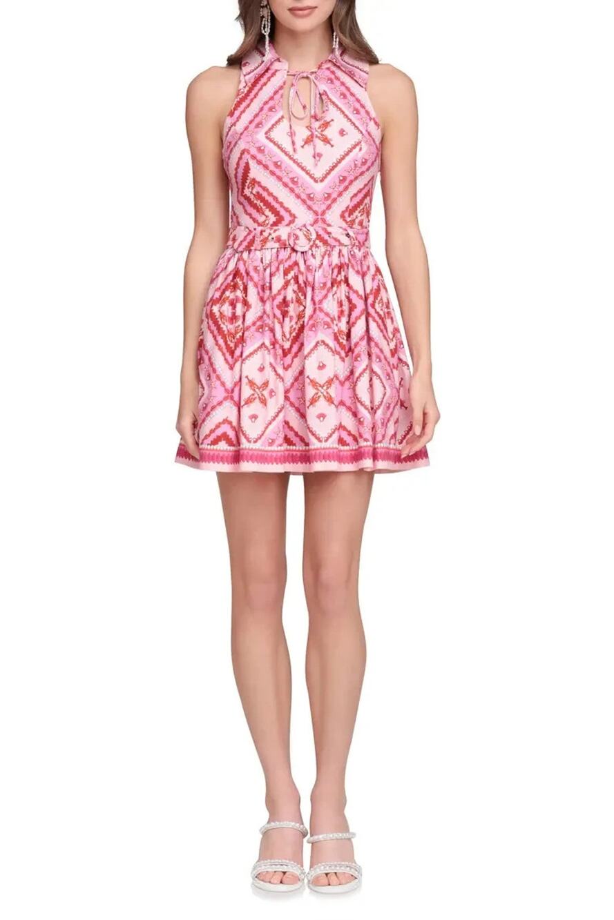 Avec Les Filles Print Sleeveless Minidress Pink Size 10 4010
